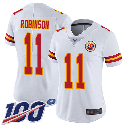 Women Kansas City Chiefs #11 Robinson Demarcus White Vapor Untouchable Limited Player 100th Season Football Nike NFL Jersey